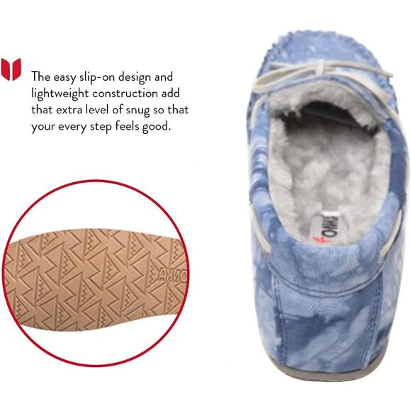 Women's Tie Dye Carrie Faux Fur Leather Fabric Light Blue Slippers Boot Shoes - Picture 4 of 4